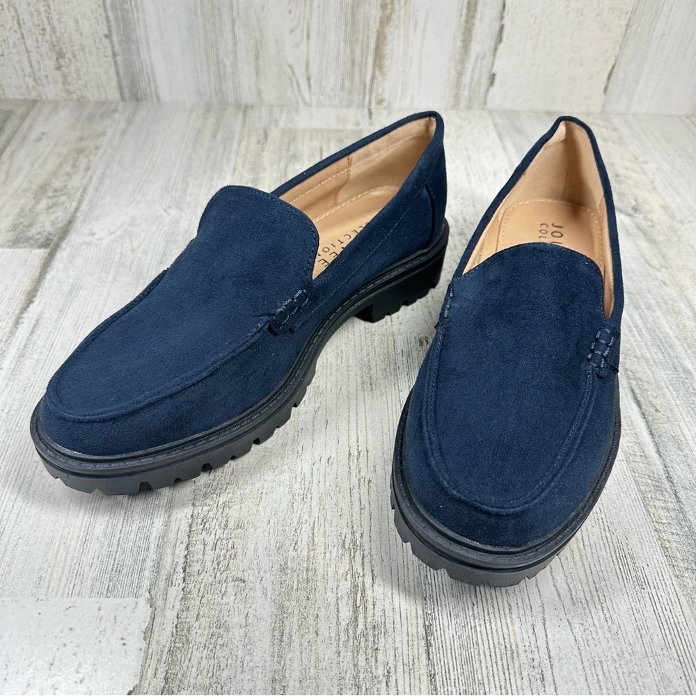 New Journee Collection Erika Faux Suede Navy Chunky Loafer #939 - Picture 7 of 12